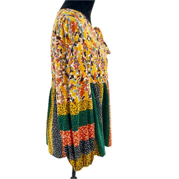 Haptics by Holly Harper Mustard Floral & Leopard Boho Top L/S Size Medium - Picture 3 of 12